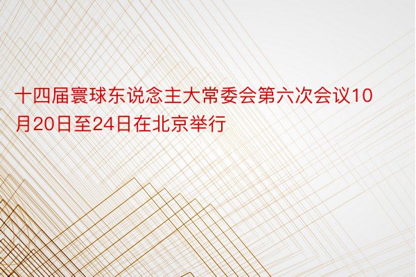 十四届寰球东说念主大常委会第六次会议10月20日至24日在北京举行